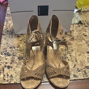 Dolce Vita Brown Cut-Out Lace-Up Sandals color almond suede